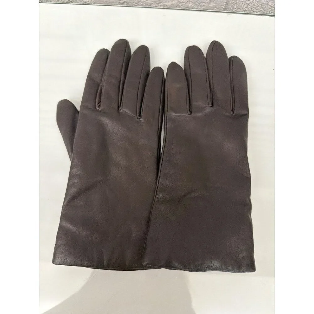 Fownes Women’s Brown Leather Gloves with Cashmere Lining Size 7.5